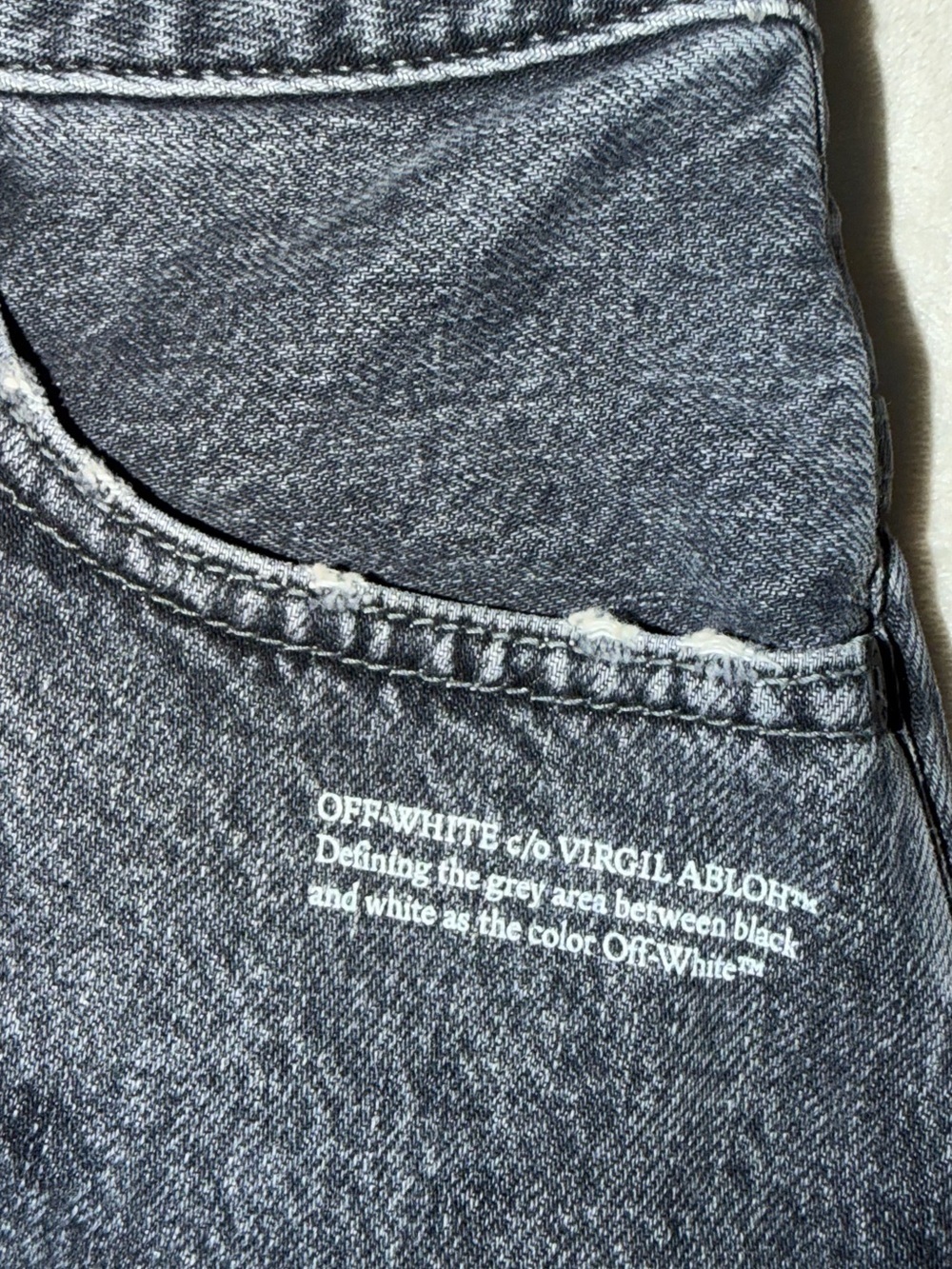 Off-White Washed Black Denim Mini Skirt - Picture 6 of 9